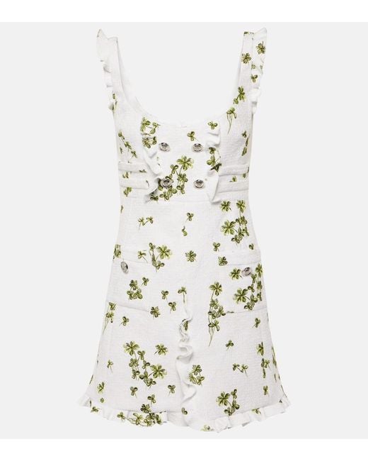 Giambattista Valli White Embroidered Boucle Minidress