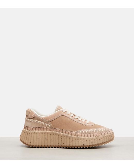 Chloé Pink Plateau-Sneakers Nama Aus Veloursleder