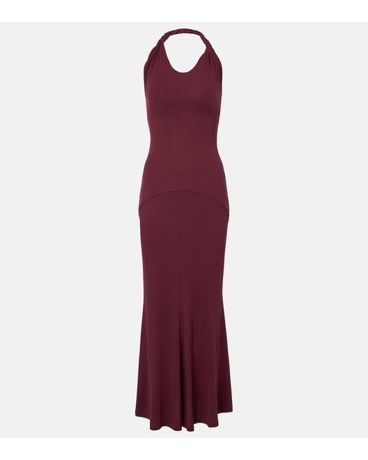 TOVE Purple Eleanor Halterneck Jersey Maxi Dress