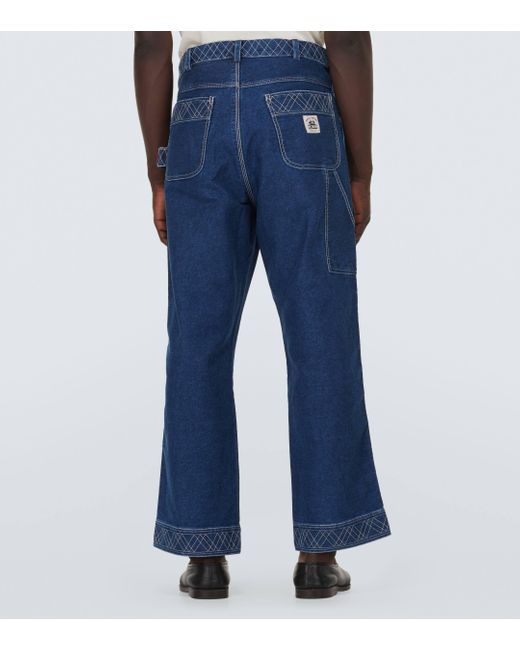 Bode Blue Knolly Brook Embroidered Wide-leg Jeans for men