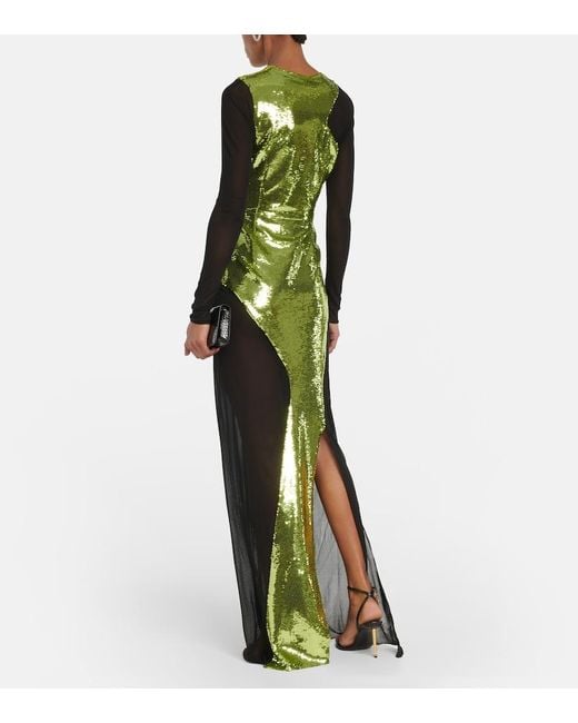 Tom Ford Green Crew Neck Long Sleeves Long Dresses