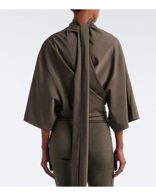 Jacquemus Brown Havana Tie-Detail Wool Top