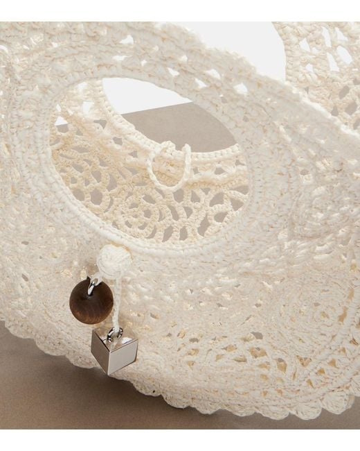 Jacquemus White Spiaggia Small Crochet Top-Handle Bag