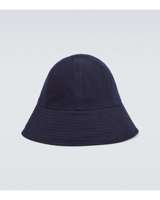 Jil Sander Blue Cotton Bucket Hat for men