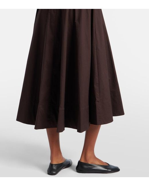 Staud Black Pleated Cotton Midi Dress