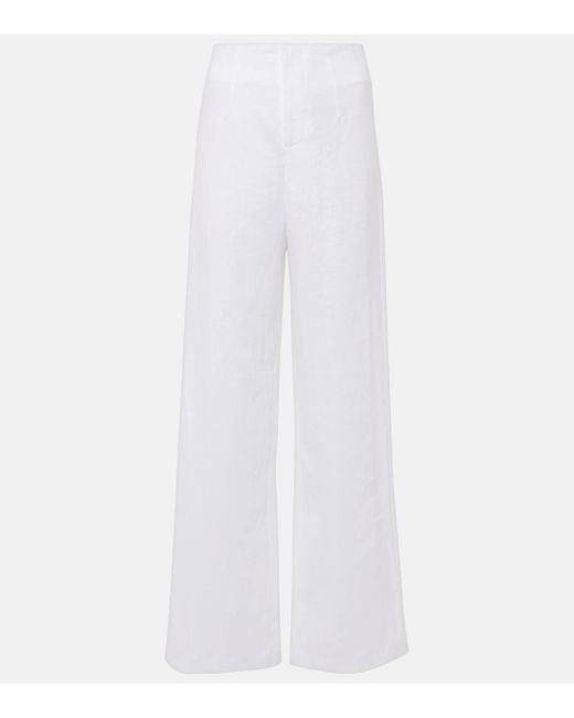 Faithfull The Brand White Isotta High-rise Linen Straight Pants