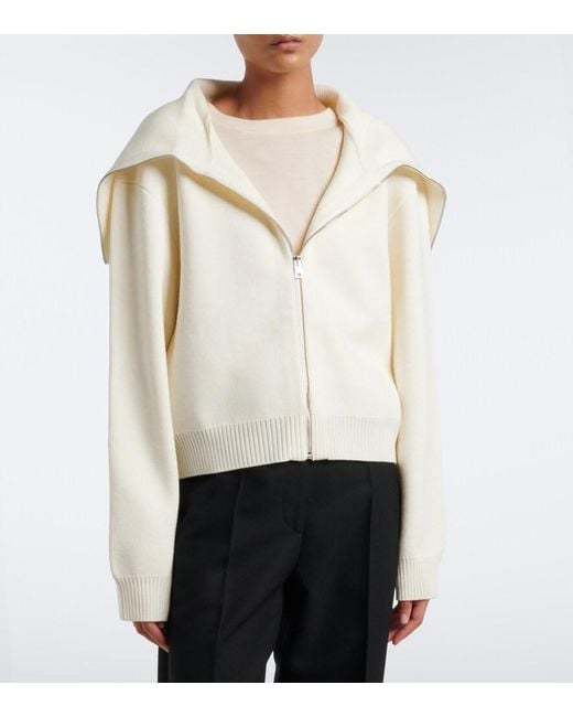 Rohe White Wool Zip-Up Sweater