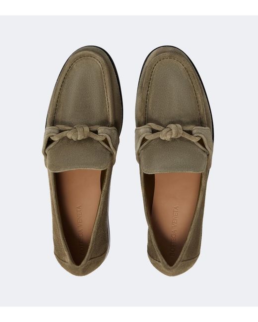 Bottega Veneta Green Astaire Knot Suede Loafers for men