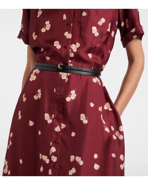 Altuzarra Red Belted Printed Silk Shirt Dress