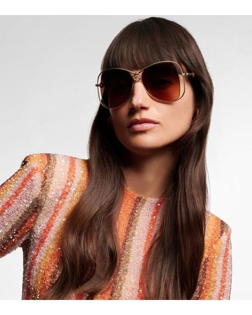 Aquazzura Brown Malibu Oversized Sunglasses