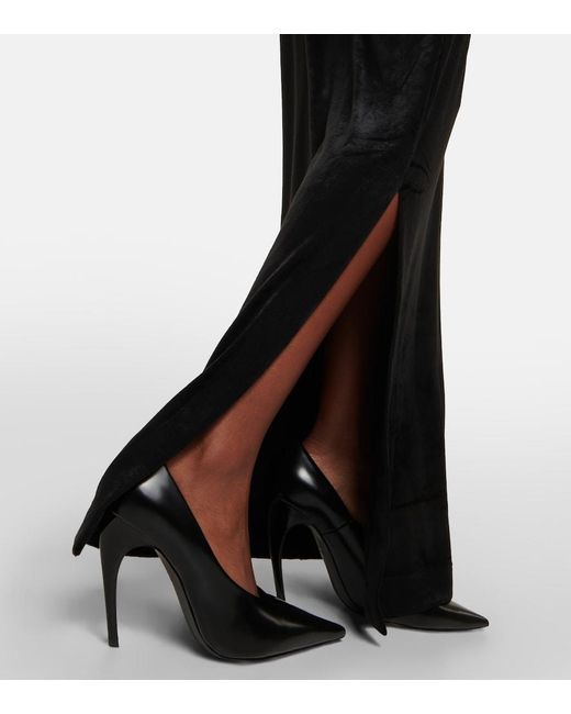 Nensi Dojaka Black Cutout Velvet Maxi Dress