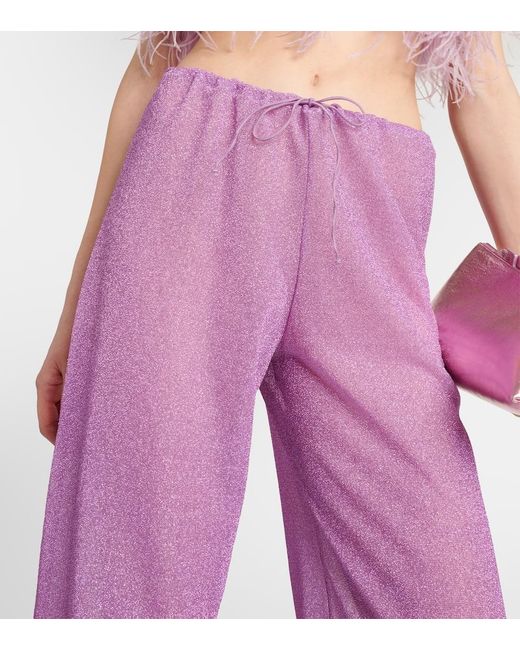 Oseree Pink Lumiere Plumage Feather-trimmed Pants