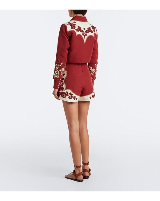 ALÉMAIS Duke Embroidered Wool-Blend Shorts