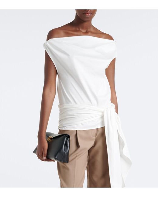 Proenza Schouler White Zafira Asymmetric Cotton Jersey Top
