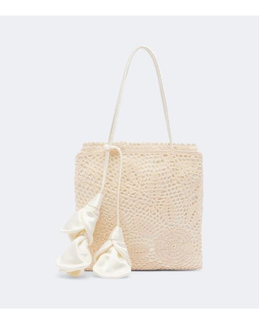 Magda Butrym White Julia Crochet Top-Handle Bag