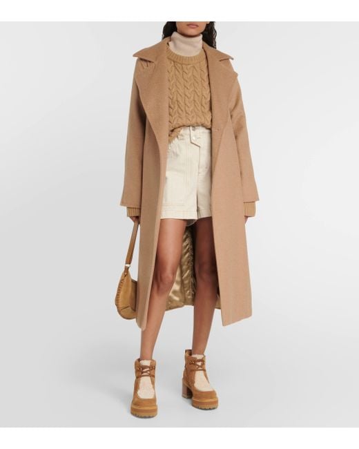 See By Chloé Brown Shearling-trimmed Suede Ankle Boots