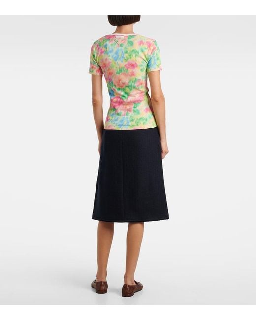 Prada Multicolor Triangle-Appliqué Printed Ribbed Cotton-Jersey T-Shirt
