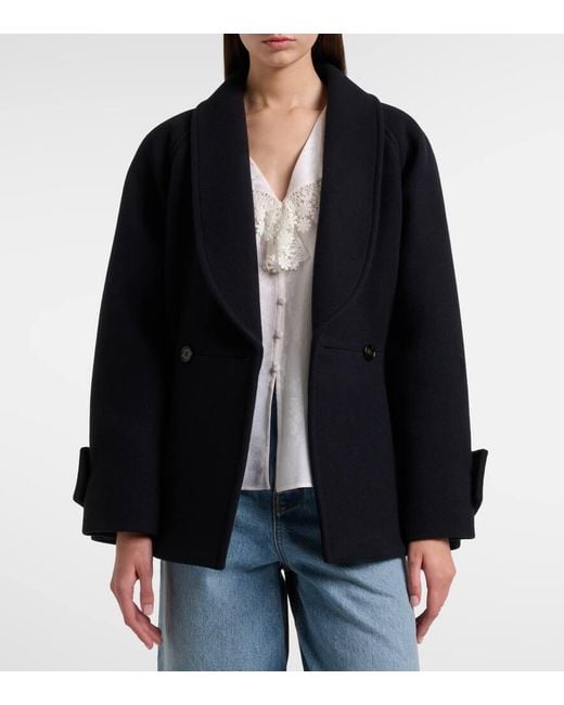 Abrigo En Mezcla De Lana Con Peplum Chloé de color Black