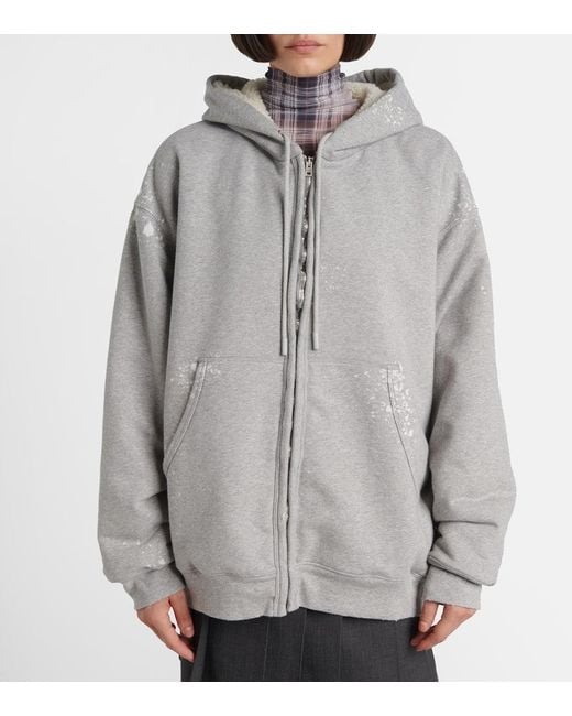 Acne Gray Logo Zip-Up Hoodie