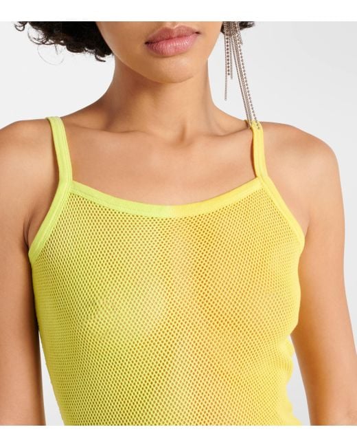 Acne Yellow Etika Cotton Mesh Maxi Dress