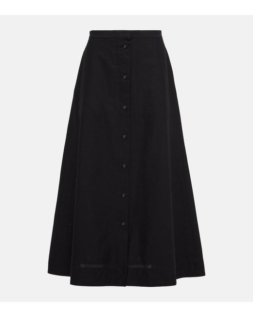 Totême Black High-Rise Cotton Maxi Skirt