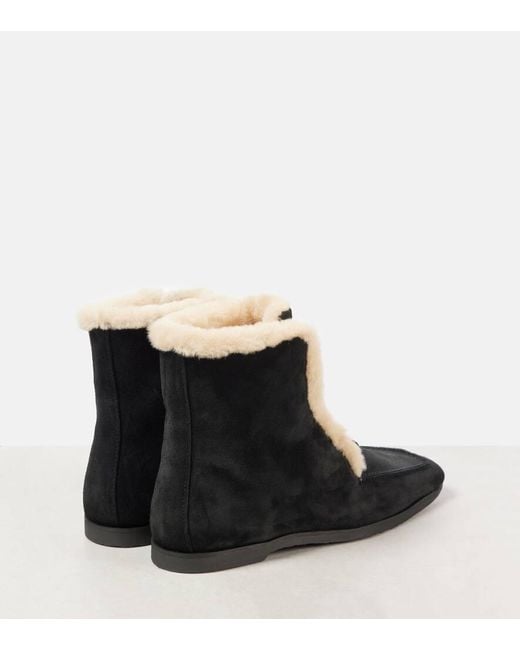 Totême  Black Shearling-Lined Leather Ankle Boots