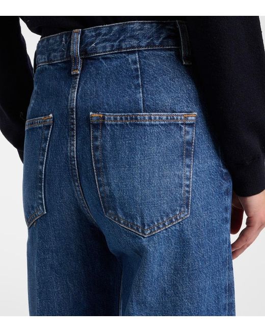 FRAME Blue Slice High-Rise Flared Jeans