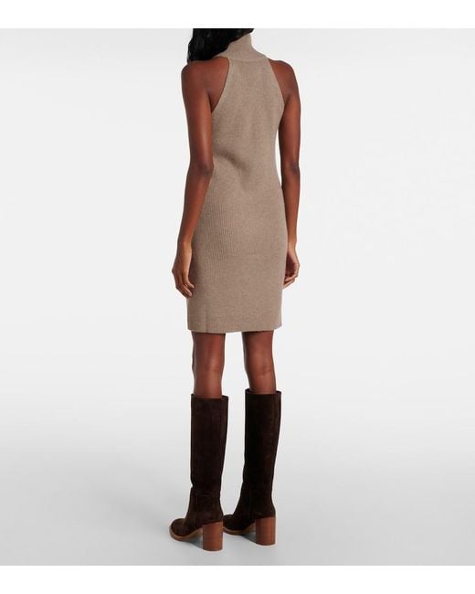 Lisa Yang Natural Carmen Ribbed-Knit Cashmere Minidress