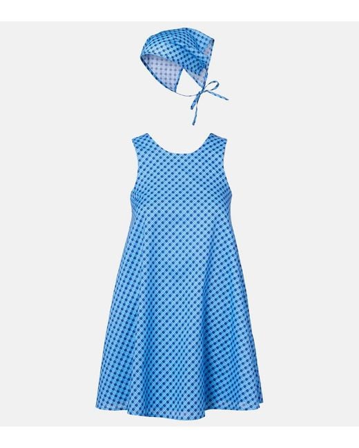 Montce Blue Betsie Plaid Cotton Minidress And Scarf Set