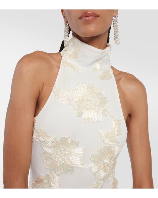 ROTATE BIRGER CHRISTENSEN Asymmetric Applique Midi Dress in White