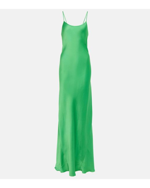 Victoria Beckham Green Satin Gown
