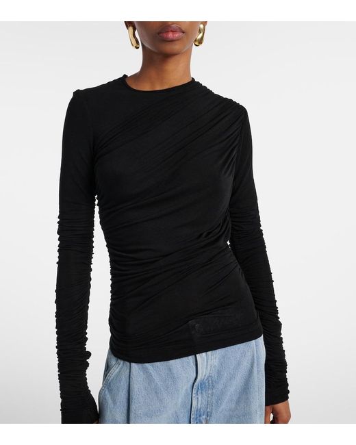 Agolde Black Tania Ruched Jersey Top