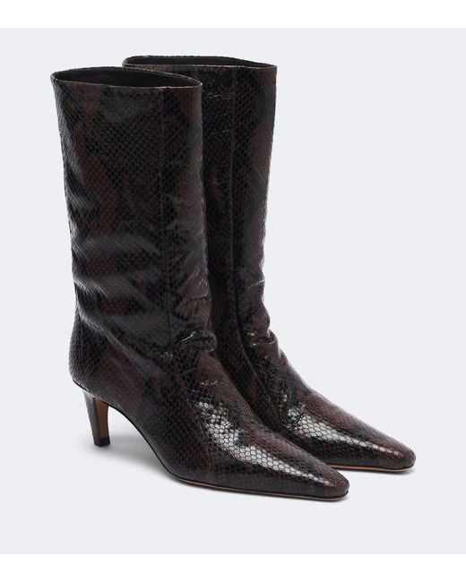 Jude Black Cave Snake-Effect Leather Ankle Boots