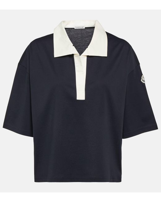 Moncler Blue Logo Cotton Polo Shirt