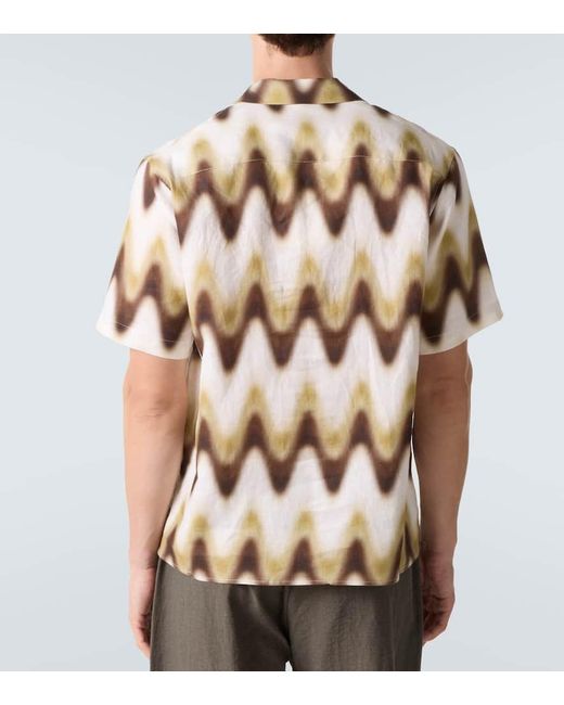 Commas Metallic Printed Linen Bowling Shirt for men