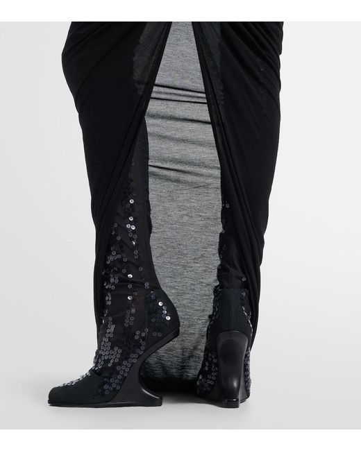 Rick Owens Black Cantilever Embellished Leather Boots