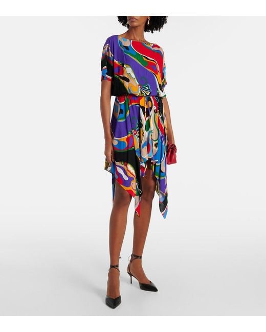 Emilio Pucci White Orchidee Asymmetric Minidress