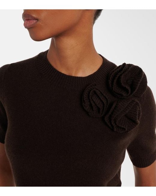 Jardin Des Orangers Black Floral-Applique Wool And Cashmere Sweater