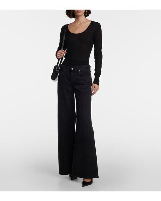 Agolde Black Clara Low-Rise Wide-Leg Jeans