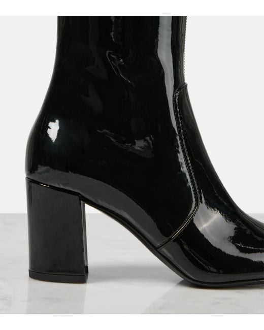 Saint Laurent Black Lauren Patent Knee-High Boots