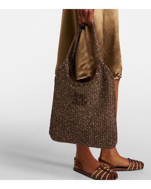 Miu Miu Brown Ivy Sequined Mesh Shopper