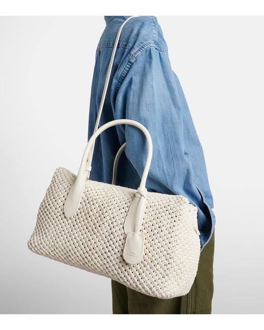 Polo Ralph Lauren Metallic Bellport Woven Leather Tote Bag
