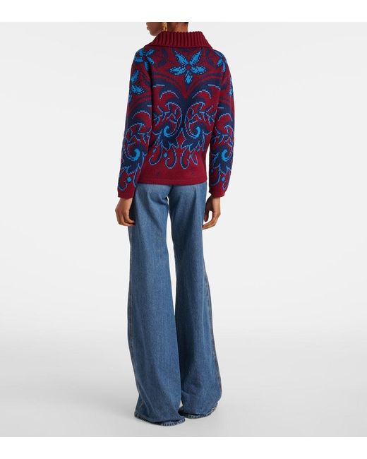 Etro Red Polopullover Aus Woll-Jacquard
