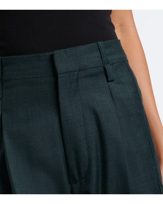Victoria Beckham Blue Ethel Virgin Wool Wide-Leg Pants