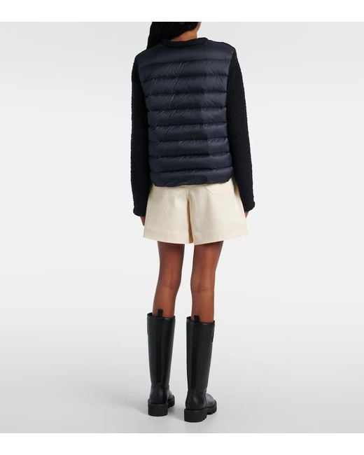 Moncler Black Wool-Blend Boucle Down Jacket
