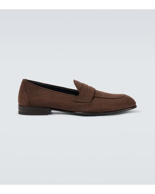 Brioni Brown Appia Leather Penny Loafers for men