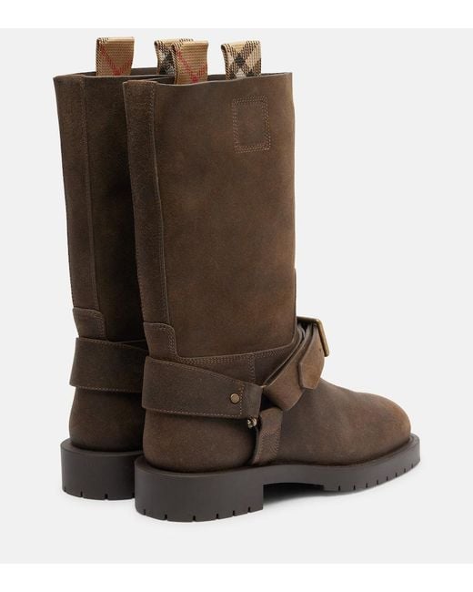 Burberry Brown Soft Saddle Suede Knee-High Boots