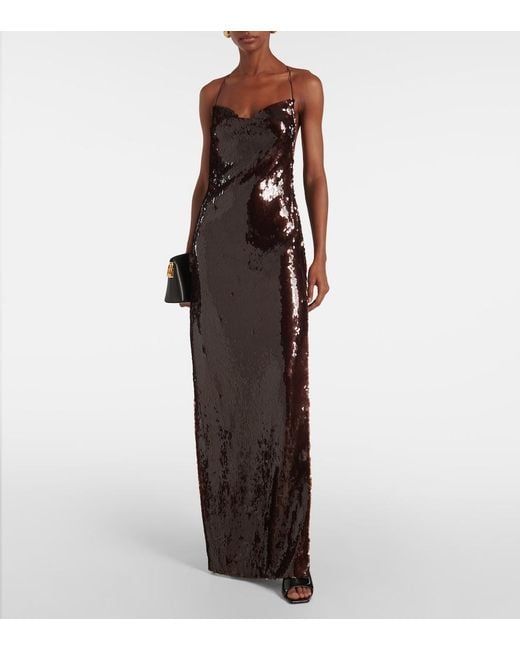 Magda Butrym Purple Sequined Draped Gown