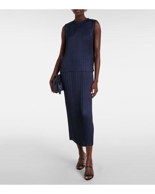 Vince Blue Pleated Midi Skirt