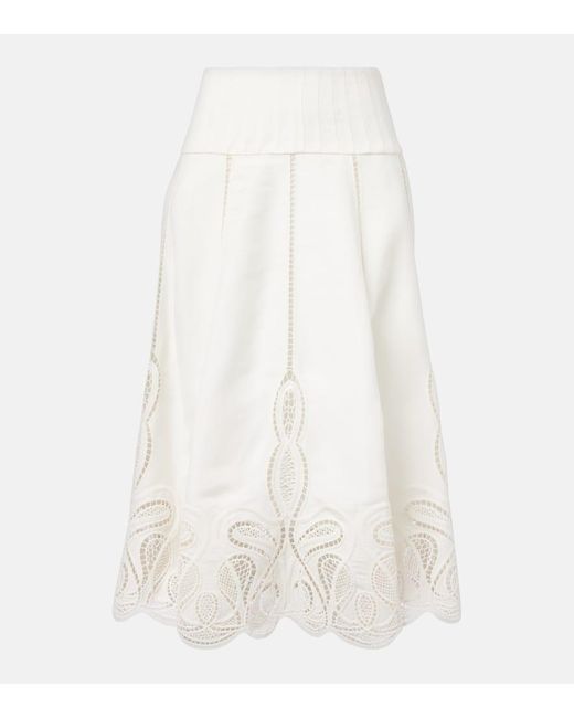 Falda Midi Kaius En Mezcla De Lino Jonathan Simkhai de color White